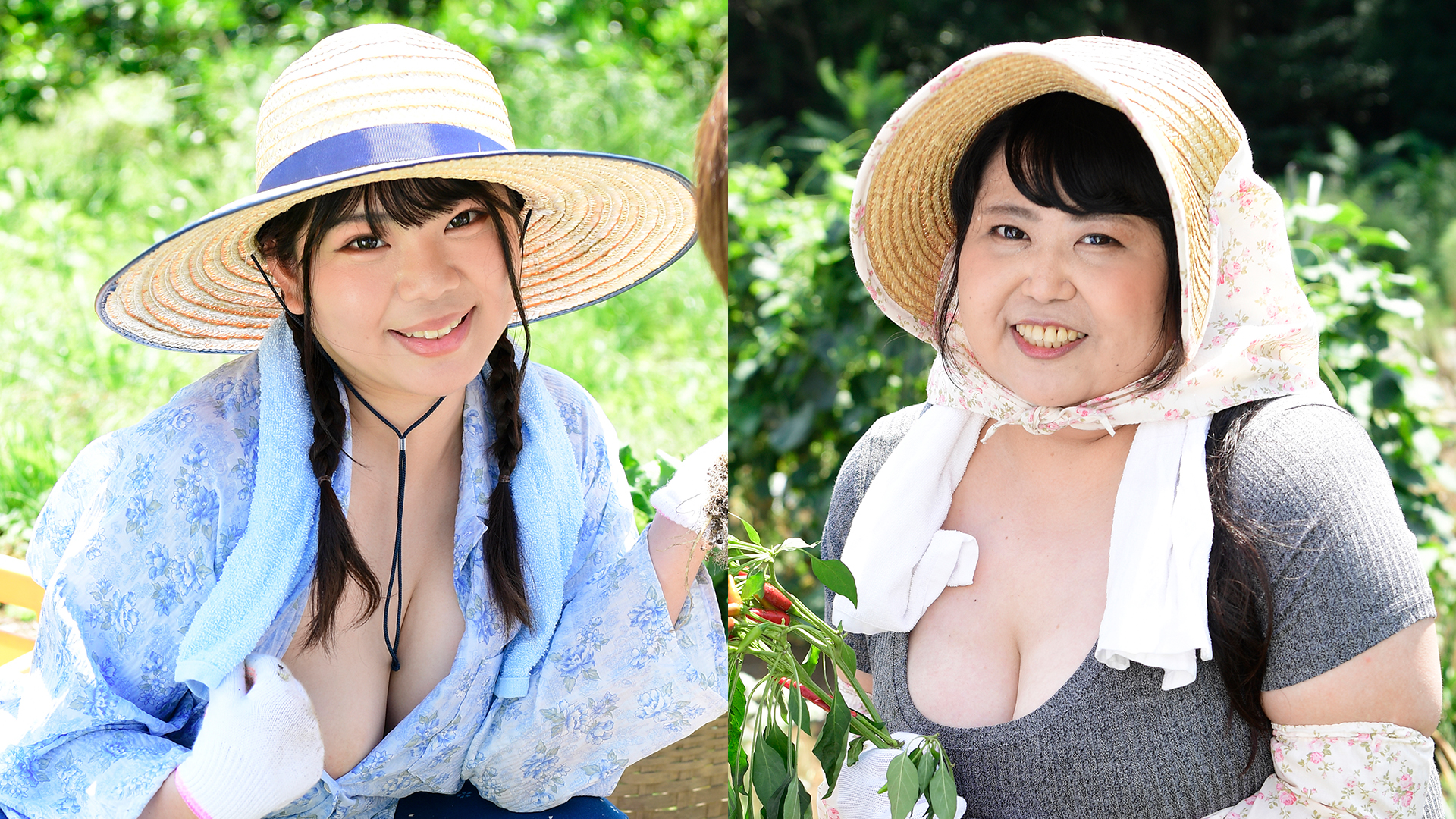 巨乳を揺らして農作業する農家の嫁が夜は巨乳を揺らして絶頂快楽！　結城なおこ・吉田彩音